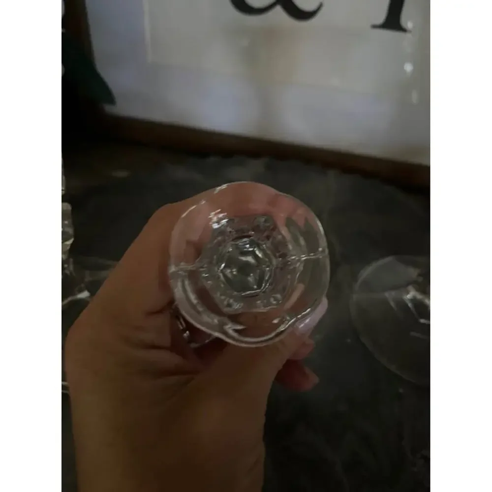 Set of 3 Clear Glass Taper Candle Holders Heavy French Country Elegant Glam
